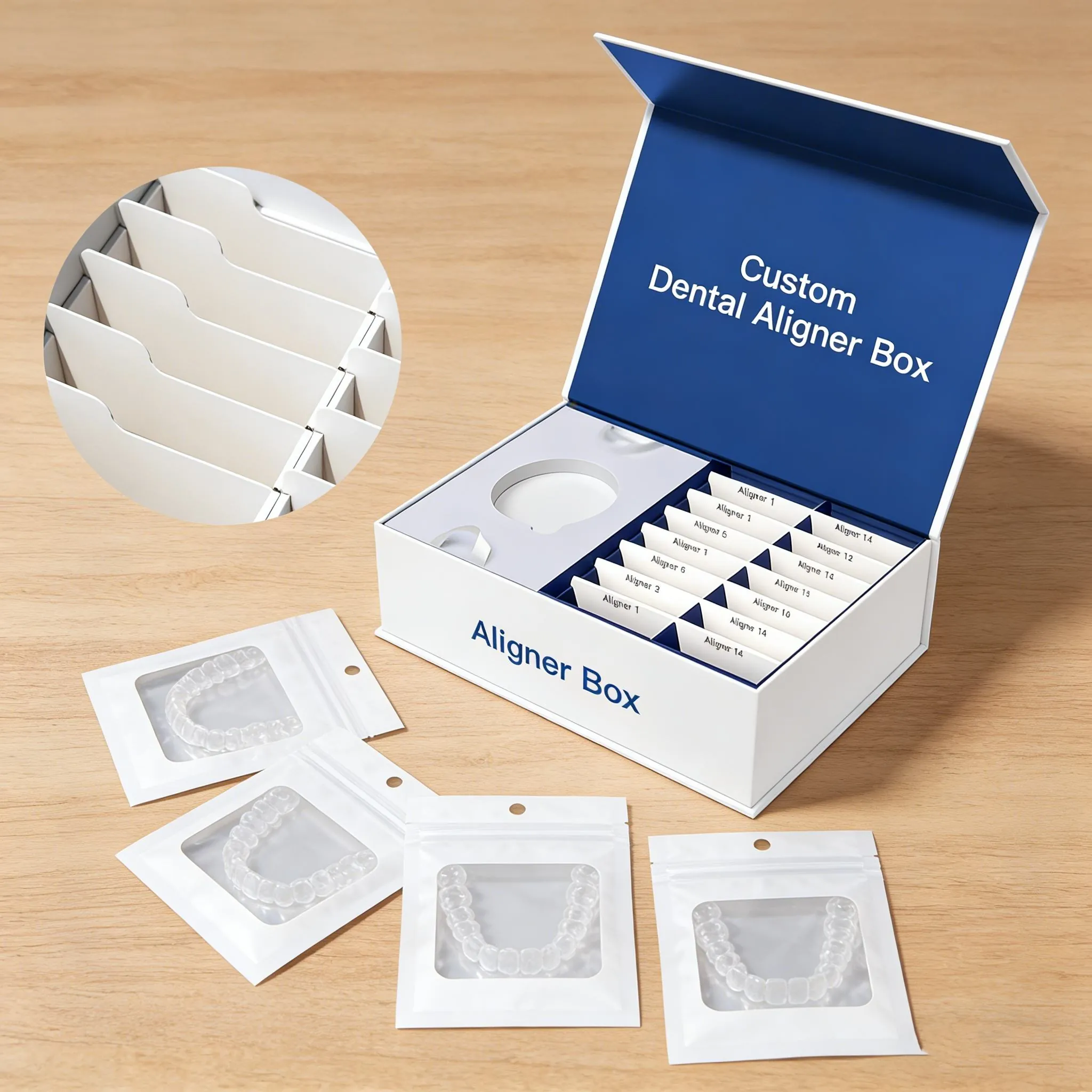 Multi-Compartment Aligner Kit Box custom dental gift box concept
